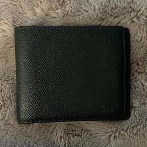 Coach Textured Black Leather Card Holder Wallet